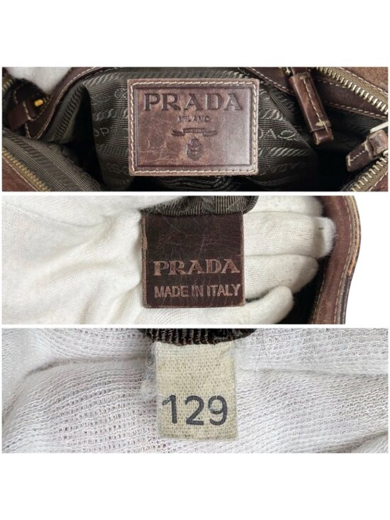 Prada Logo Jacquard Canvas Shoulder Bag - No Flaws  Prada Logo Jacquard Shoulder Bag Cross Canvas Brown Khaki